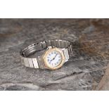 "Santos" von Cartier, Automatik Damenarmbanduhr, Stahl-Gold, Werk läuft an, ungeprüft, oktagonales