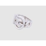 Designer Ring von " HERMES ", Silber , Ring in Form einer Gürtelschnalle, Ringgröße 48, Gewicht 8,1