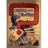 Josep Soligó – Godzilla Vs Mothra (Contra Los Monstruos) Spanish Movie Poster Original Art, 1967
