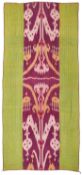 AN IKAT AND SILK QUILTED PANEL, UZBEKISTAN, LATE 19TH/EARLY 20TH CENTURY