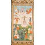 AN ILLUSTRATED FRONTISPIECE FROM A PERSIAN EPIC, KASHMIR, INDIA, 19TH CENTURY