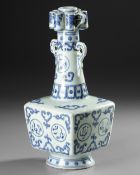 A CHINESE BLUE AND WHITE MING STYLE ARROW VASE
