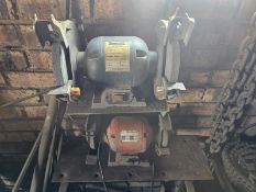 LOT OF TWO (2) BENCH GRINDERS WITH TABLE - OPERATIONAL - STC
