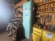 STEEL CUPBOARD WITH BLOW TORCHES & DRILL BITS - STC