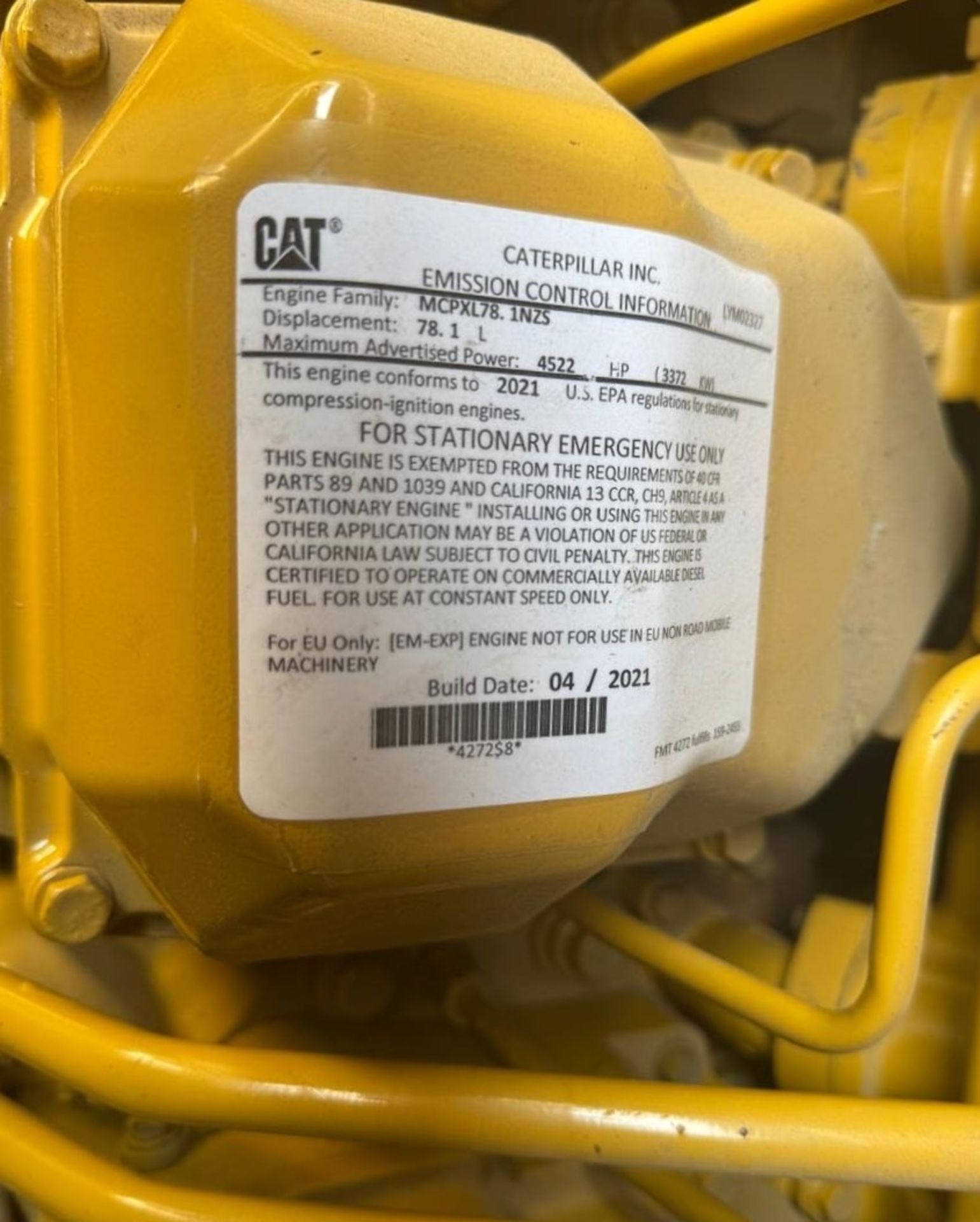 1 X 3125 KVA CATERPILLAR 3516C GENERATOR | 1 X GENERADOR CATERPILLAR 3516C DE 3125 KVA - Image 20 of 20