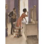 Brynolf Wennerborg (1866-1950) Swedish/German. Before the Party, Pencil, charcoal and gouache,