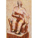 Henry Moore (1898-1986) British. "Seated Figure", Lithograph, Inscribed verso, 10.75" x 7.25" (27.