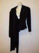 Ralph & Russo 18W11 J04, Soft Asymmetric Scarf Jacket, Black, Size 46 (RRP £2,700)