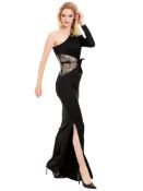 Ralph & Russo 19P11 E03 Draped Double Silk Satin Corset Evening Dress, Black, Size 38 (RRP £6,900)