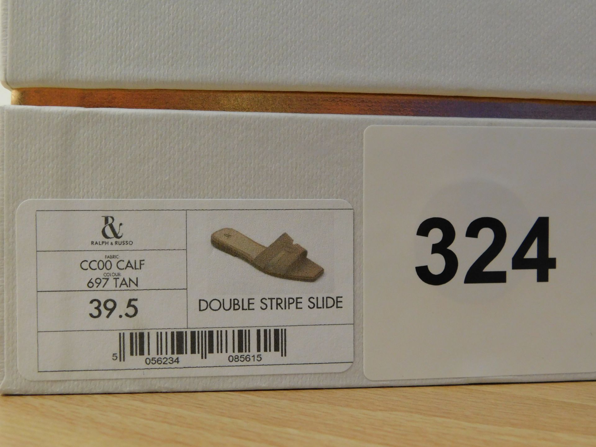 Pair of Ralph & Russo Double Stripe Sliders, Fabric Calf, Tan, With Box & Dust Bags. EU Size 39.5. - Image 6 of 6