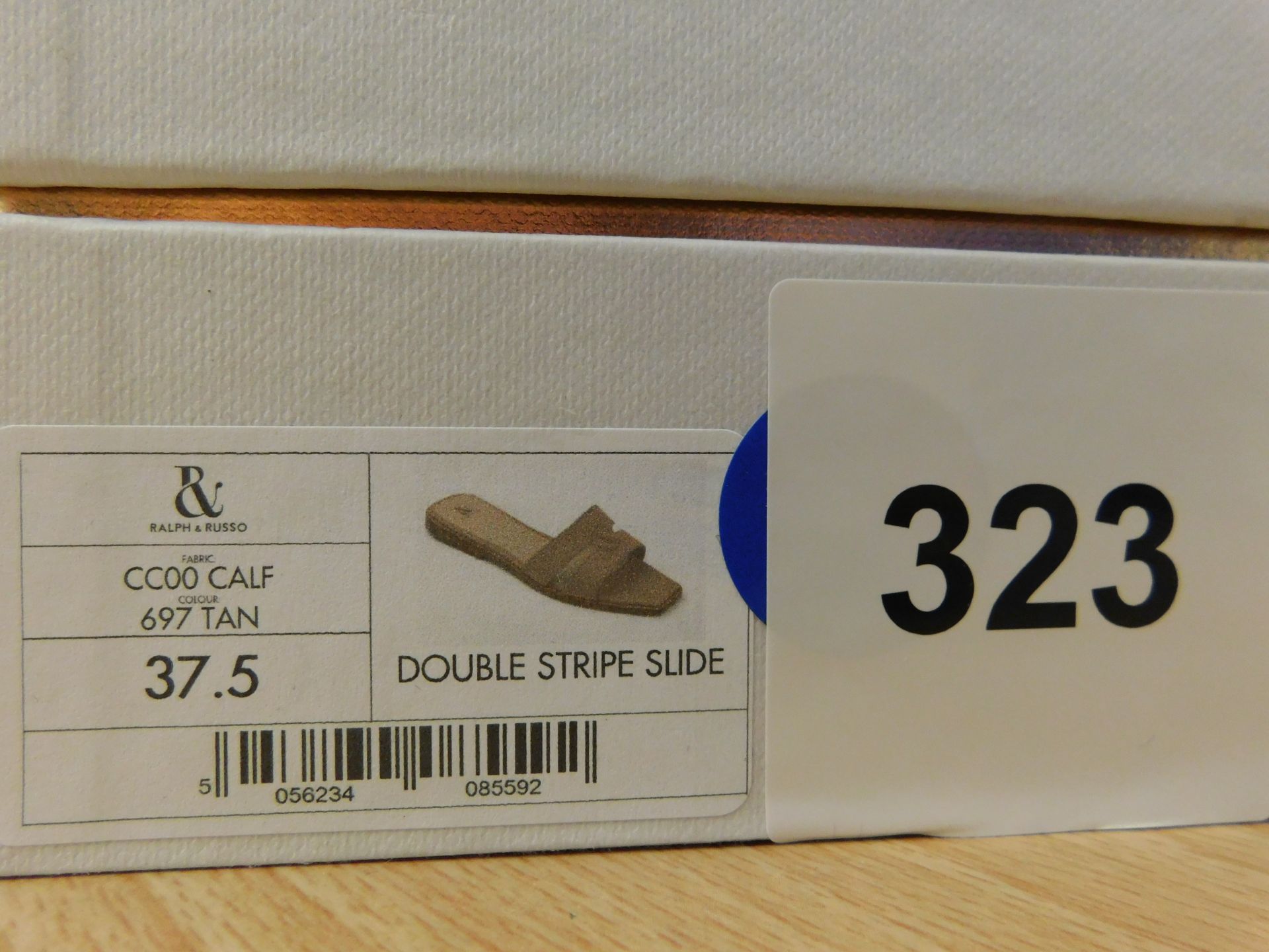 Pair of Ralph & Russo Double Stripe Sliders, Fabric Calf, Tan, With Box & Dust Bags. EU Size 37.5. - Image 6 of 6