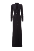 Ralph & Russo 19F11 D027, Long Tailored Long Dress with Crystal Buttons, Black, Size 44 (RRP £5,900