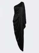 Ralph & Russo 19U 11 D16 SE04 Crystal Studded Silk Crepe Asymmetric Dress, Black, Size 44 (RRP £5,90