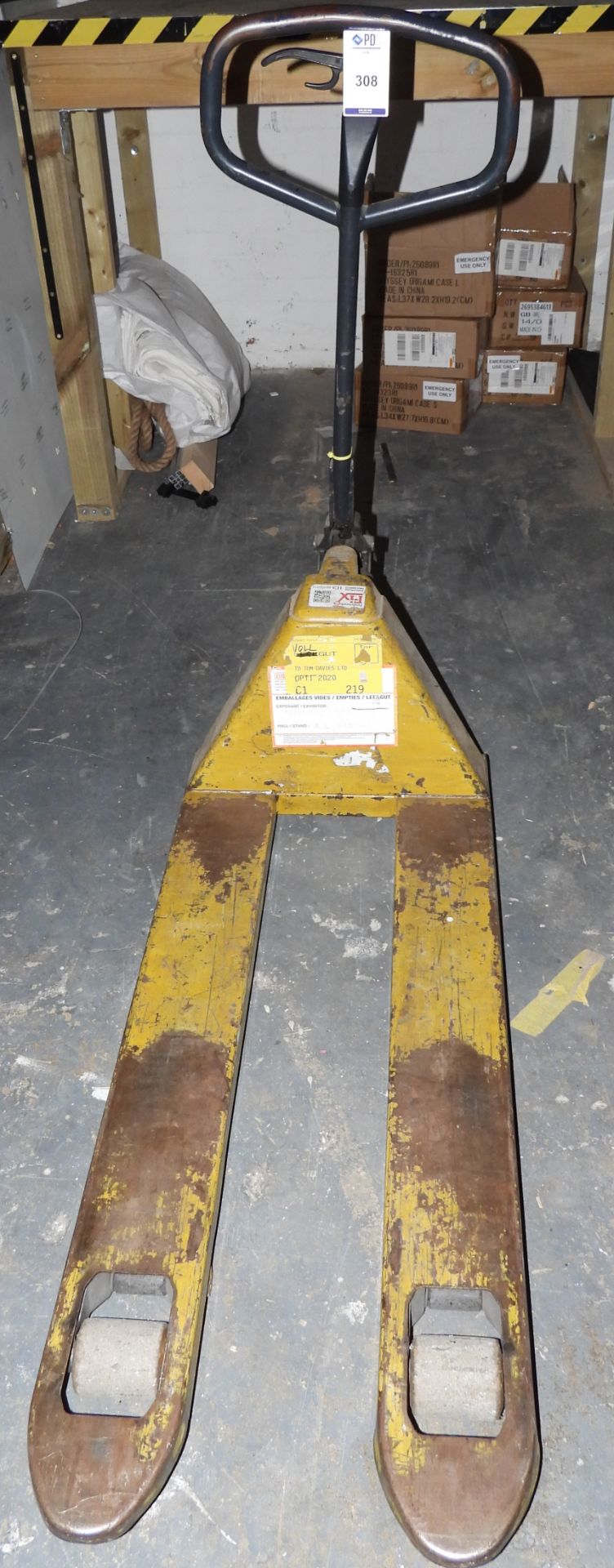 Narrow Blade Pallet Truck (Collection Delayed to Thursday 5th February) (Location: Brentford. Please