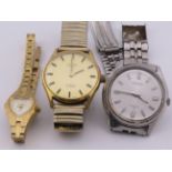 A group of three wristwatches comprising a gentlemens Seiko wristwatch, a gentlemens Rotary
