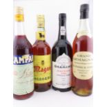 Campari Bitter, Osborne Brandy, Graham's 1986 Vintage Port and 1970 Grand Armagnac.