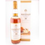 The Macallan 10 Year Old Single Highland Malt Scotch Whisky in original carton.
