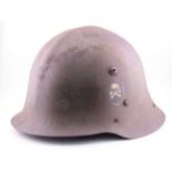 German Second World War style steel helmet, later example bearing SS-style decal, for display