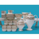A Wedgwood Gold Florentine coffee service, including coffee pot, covered sugar bowl, milk jug,