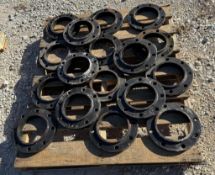 ** UNUSED 6 Inch, Black Steel Socket, 8 Bolt Hole Weld Pipe Flange