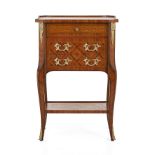 Louis XVI style Side Table "Bataillard" (Marquetry and Bronze) This exceptionally rich side table,