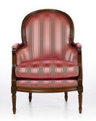 A pair of Elegant Louis XV Style Carved Beechwood Fauteuil / Easy Chair, After Nogaret An