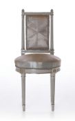 A pair of Louis XVI Style Side Chair Sené-Chatard Style This elegant side chair is executed in the