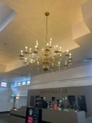 26 arm brass Dutch style chandelier 140cm dia x 240cm drop Note this lot has a lift out charge see