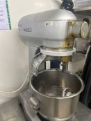 Hobart A200 Planetary mixer on stainless steel stand complete with bowl hook and whisk Note this lot
