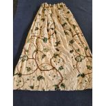 A Pair Lined Pencil Pleat Top Of Patterned Drapes Cream Or Ivory Fabric Embroidered Botanical