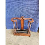 Victorian Style Cane Stand Central Wooden Panel With A Decorative Top, And A Base With A Lead-