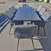 Bramblecrest Set B123 Oregon 220 x 90cm Rectangle Table with 8x Armchairs Notes: Weave coming