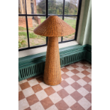 Ferm Living 'Dou' Rattan Floor Lamp, of impressive proportions. The hand-woven rattan body
