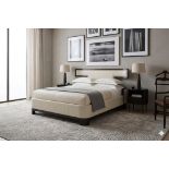 Thomas Pheasant for Baker Furniture - Eastern King Cream Leather Luxe Bed Frame This Eastern King