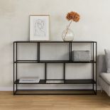 Graphite Console Table The Graphite Console Table is a study in linear geometry and spatial balance,