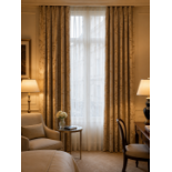 A Pair of Luxury Interlined Silk Drapes and Coordinating Leaf Patterned Show Panels An exceptional