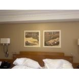 A pair of Japanese Edo Rimpa School Style Print of Mandarin Ducks, A high-quality square