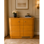 Art Deco Style Two-Door Maple Veneer Minibar Cabinet by Francesco Molon A premium contemporary two-