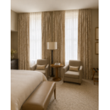 Two Pairs of Luxury Interlined Silk Drapes and Coordinating Botanical Show Panels An exceptional set