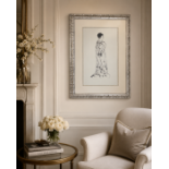 A Framed Fine Art Print after Gustav Klimt, A striking figurative monochrome study composed of