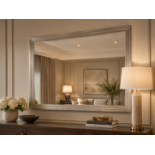 A large contemporary silver mirror A sophisticated Art Deco-inspired stepped wood frame finished