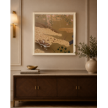A Japanese Edo Rimpa School Style Print of Mandarin Ducks, A high-quality square decorative colour