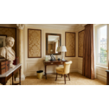 A Regency Style Mahogany Lyre-Leg Dressing Table / Desk and Coordinating Chair Built from high-grade