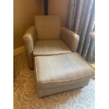 A Contemporary Tailored Club Armchair and Coordinating Footstool A premium lounge or bedroom club