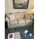 A Chippendale Revival Style Camelback Sofa in Plaid Upholstery A substantial three-seater sofa of