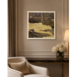 A Japanese Edo Rimpa School Style Print of Mandarin Ducks, A high-quality square decorative colour