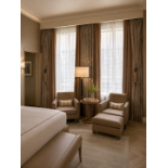 A Pair of Luxury Interlined Silk Drapes and Coordinating Patterned Show Panels An exceptional pair