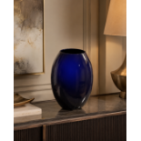 A Premium Contemporary Asiatides Midnight Blue Glazed Ceramic Minimalist Floor Vase An