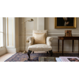 Chippendale Style Inlaid Damask Wingback Armchair A refined, slightly angled formal backrest flanked