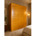 Art Deco Style Three-Door Maple Veneer Wardrobe by Francesco Molon The maple three-door façade
